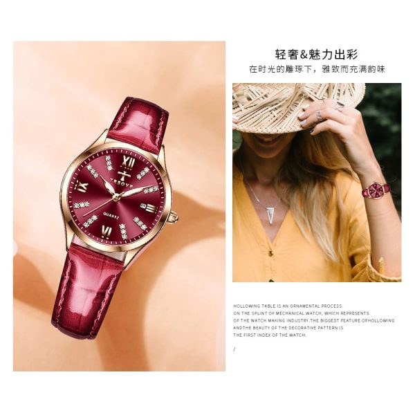 New Brand Elegance Diamond Pointer Waterproof Leather Band Quartz Watch Luminous Custom Logo Ladies Watch - Image 3