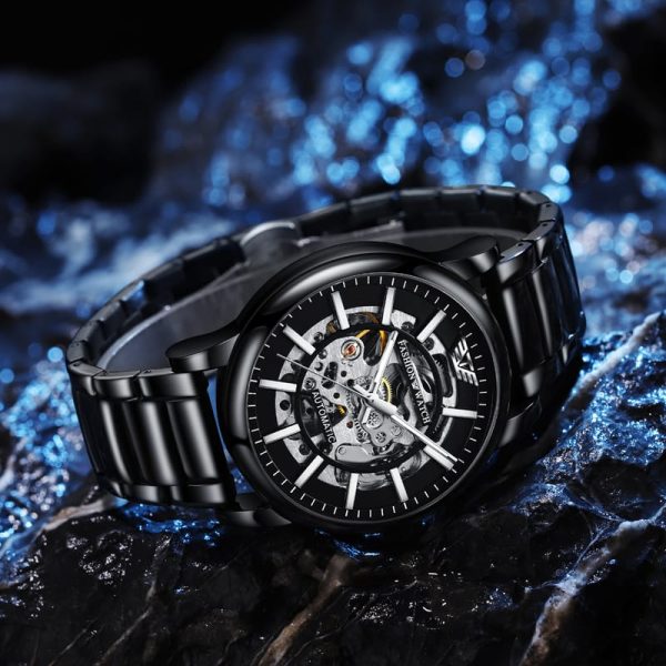 Trsoye 8368 Original Automatic Stainless Steel Watch Full Black for Men - Image 4