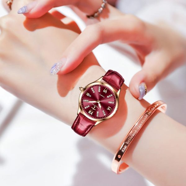 New Brand Elegance Diamond Pointer Waterproof Leather Band Quartz Watch Luminous Custom Logo Ladies Watch - Image 2