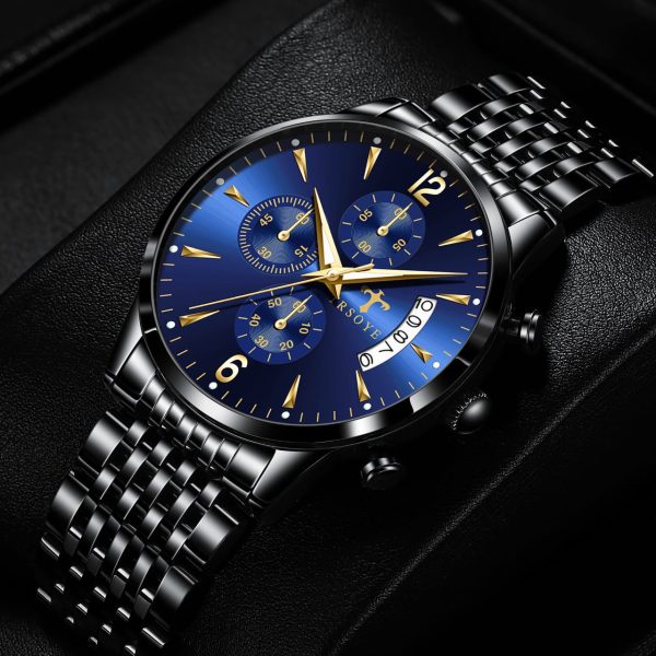 Trsoye 618 100% Original Stainless Steel Black And Blue Watch for Men