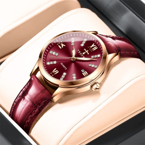 New Brand Elegance Diamond Pointer Waterproof Leather Band Quartz Watch Luminous Custom Logo Ladies Watch