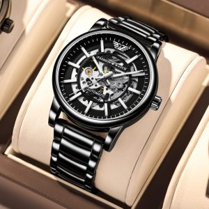 Trsoye 8368 Original Automatic Stainless Steel Watch Full Black for Men