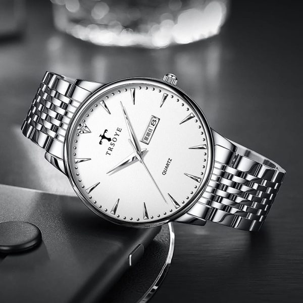 Trsoye 881 Luxury Watch for Men – Silver Chain And White Dial