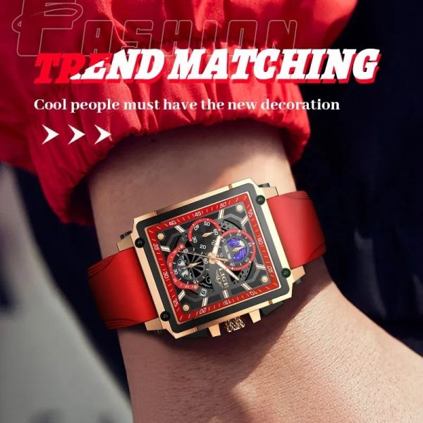 Lige Red Color Top Brand Men's Luxury Silicone Quartz Watch Sports Watches Date Clock Waterproof Wristwatch Chronograph - Image 2
